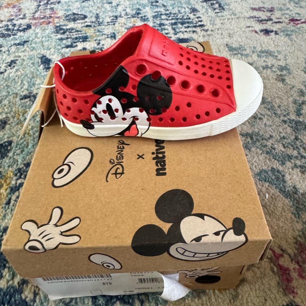 Native Red Mickey Mouse Kids slip on shoes. NWT. NBW